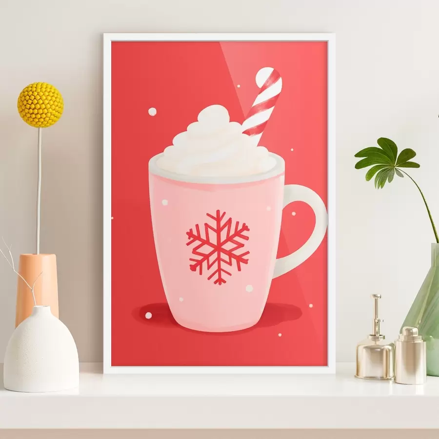 murales de pared Cacao navideño con nata y bastones de caramelo f46625