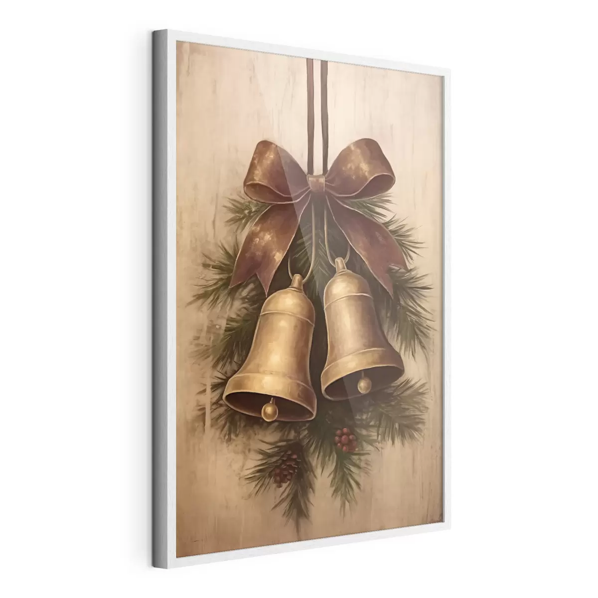 Poster Decoración navideña vintage con dos campanas y un lazo f46626