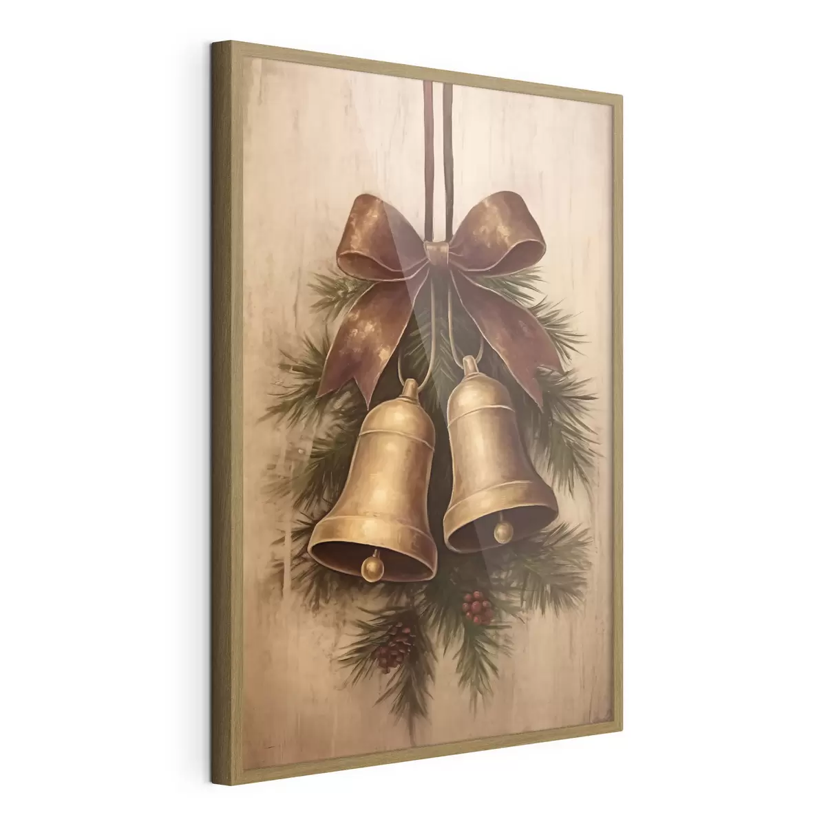 Poster Decoración navideña vintage con dos campanas y un lazo f46626