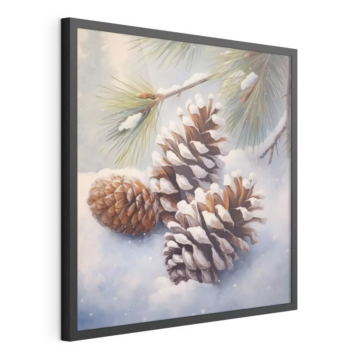 Poster Piñas y ramas cubiertas de nieve f46631