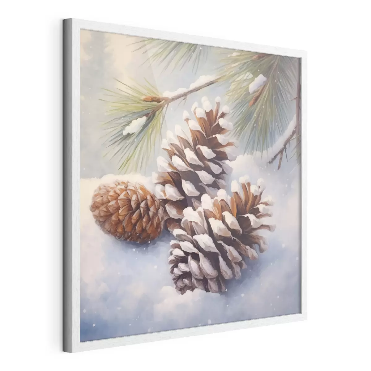 Poster Piñas y ramas cubiertas de nieve f46631