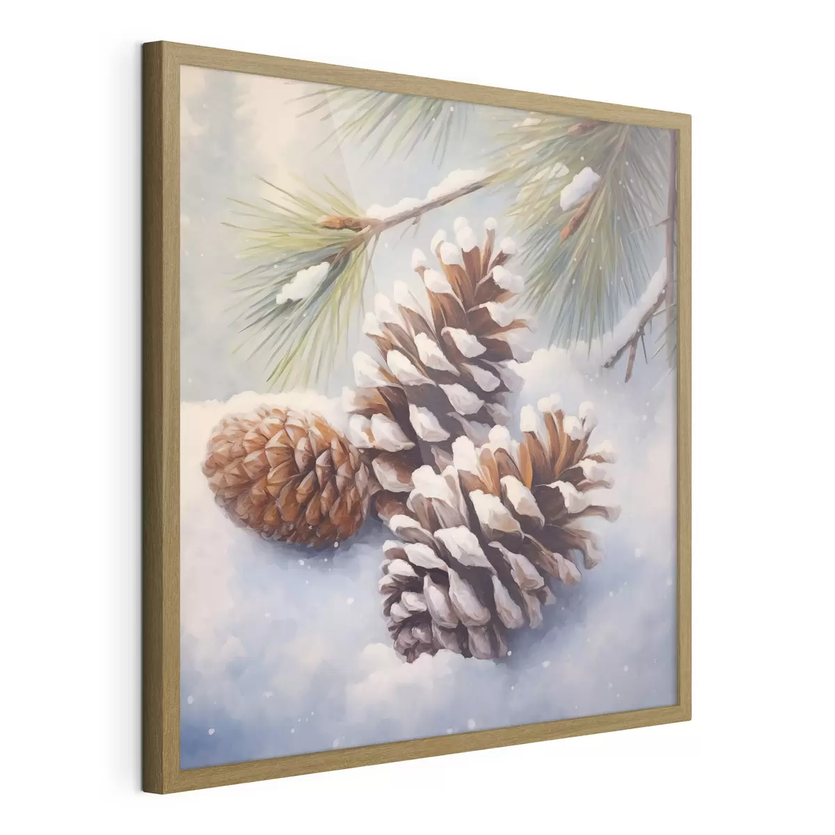 Poster Piñas y ramas cubiertas de nieve f46631