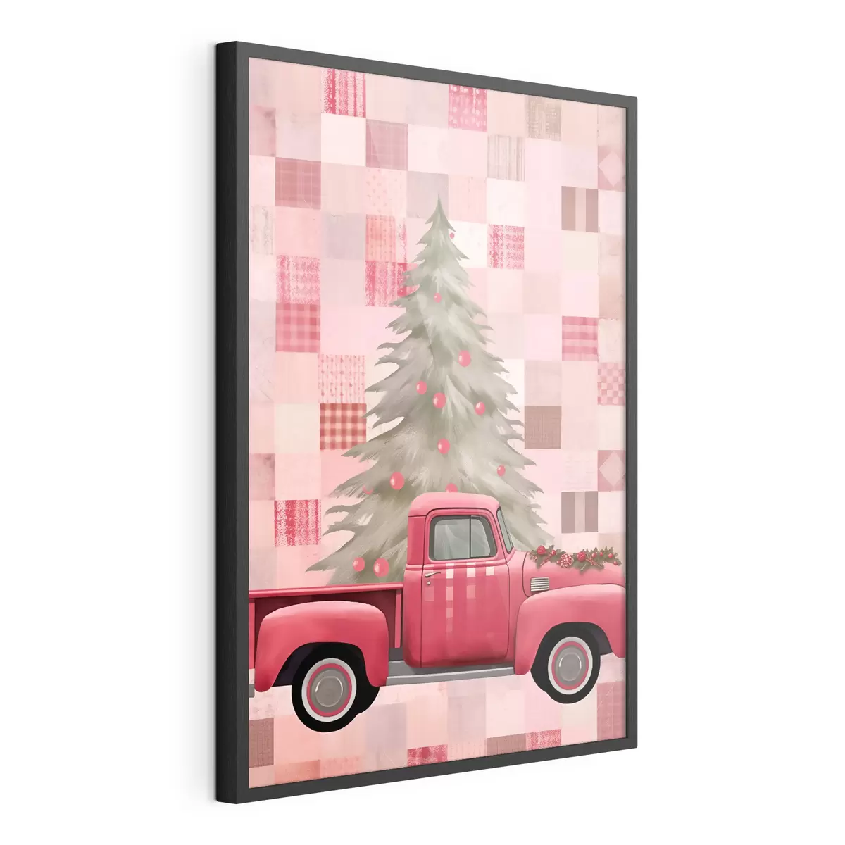 Poster Camión retro con un árbol de Navidad f46632