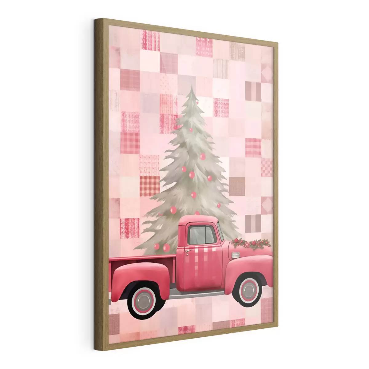 Poster Camión retro con un árbol de Navidad f46632