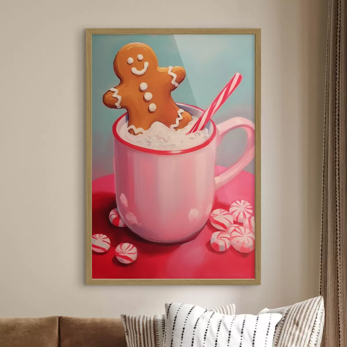 Poster Hombrecito de jengibre en una taza de chocolate caliente f46635