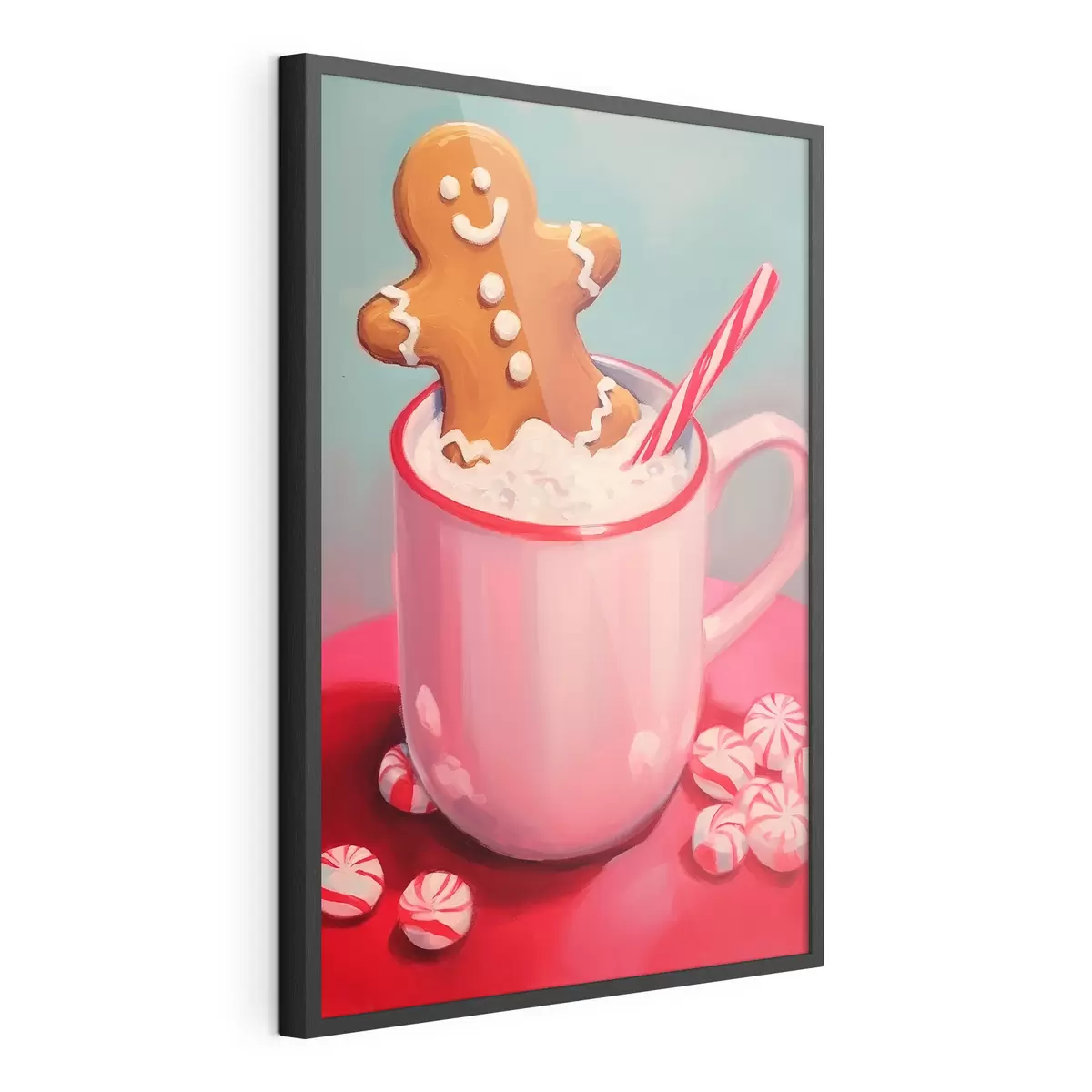 Poster Hombrecito de jengibre en una taza de chocolate caliente f46635