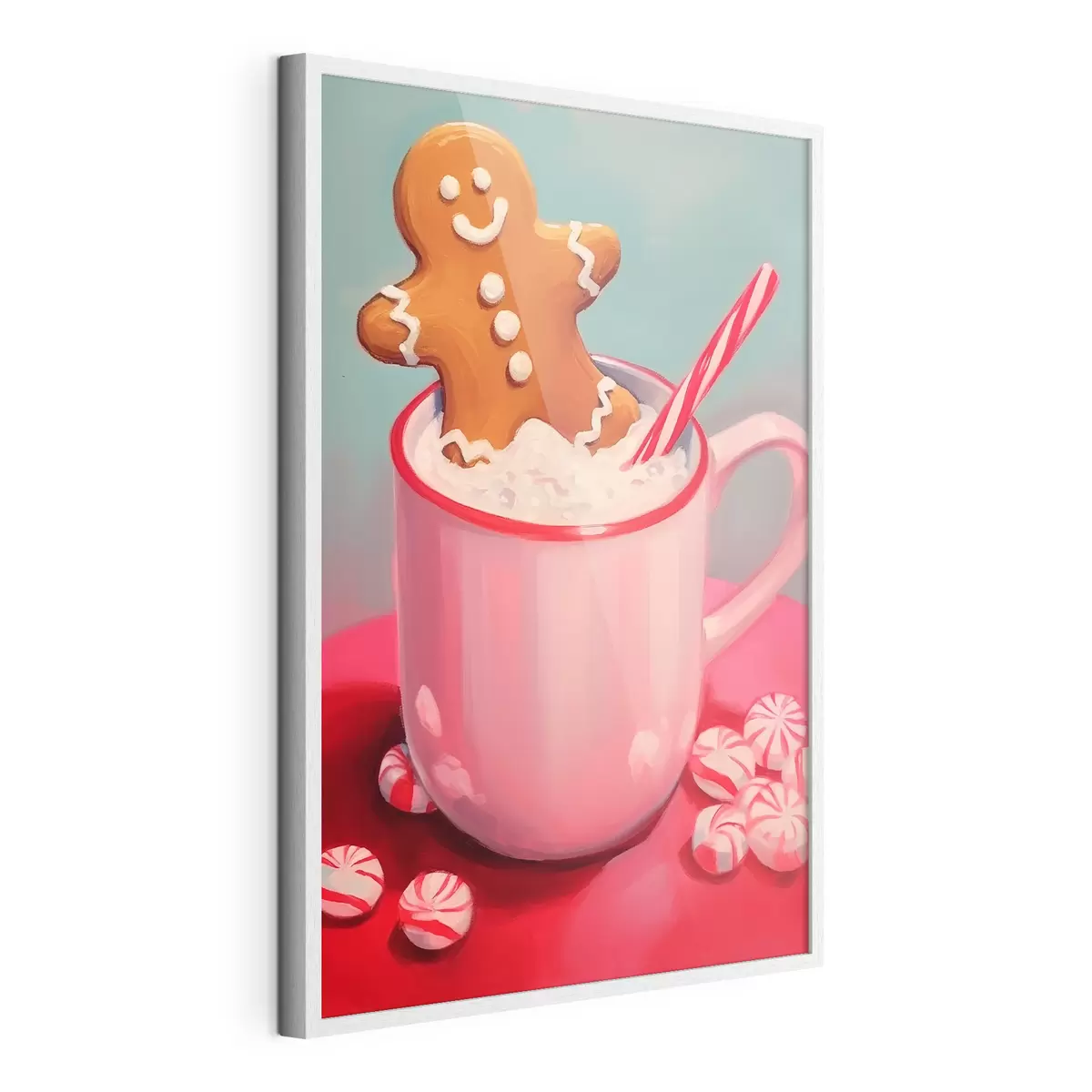 Poster Hombrecito de jengibre en una taza de chocolate caliente f46635