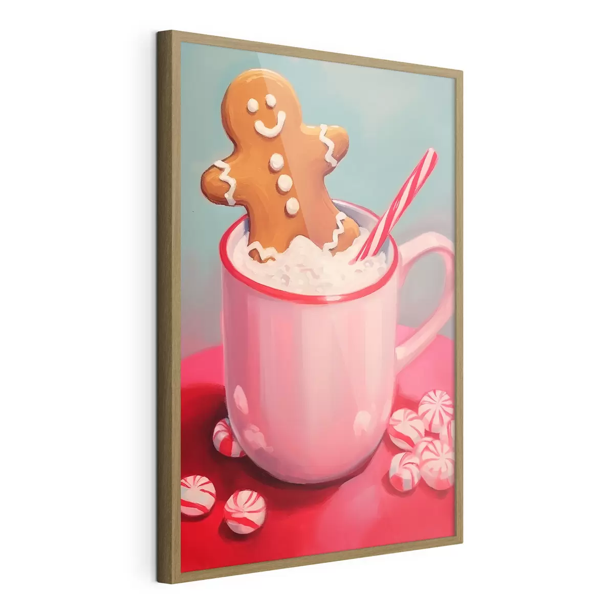 Poster Hombrecito de jengibre en una taza de chocolate caliente f46635