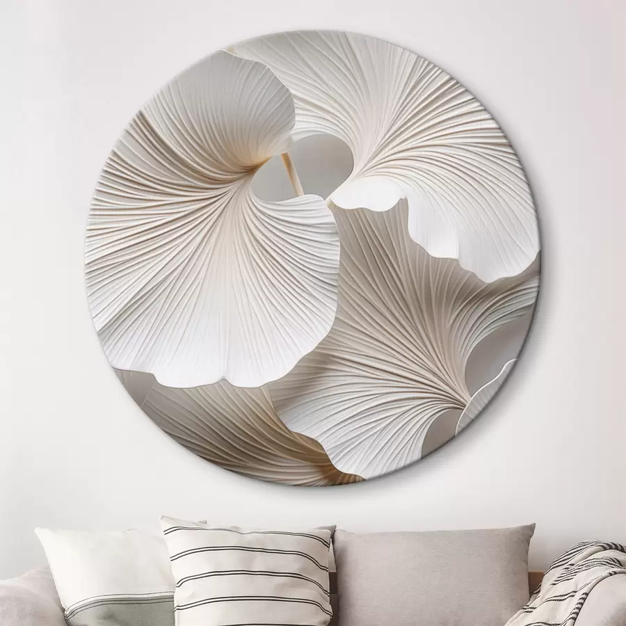 murales de pared Hojas blancas de ginkgo biloba con nervaduras detalladas, iluminación suave, diseño elegante y minimalista con textura r46705