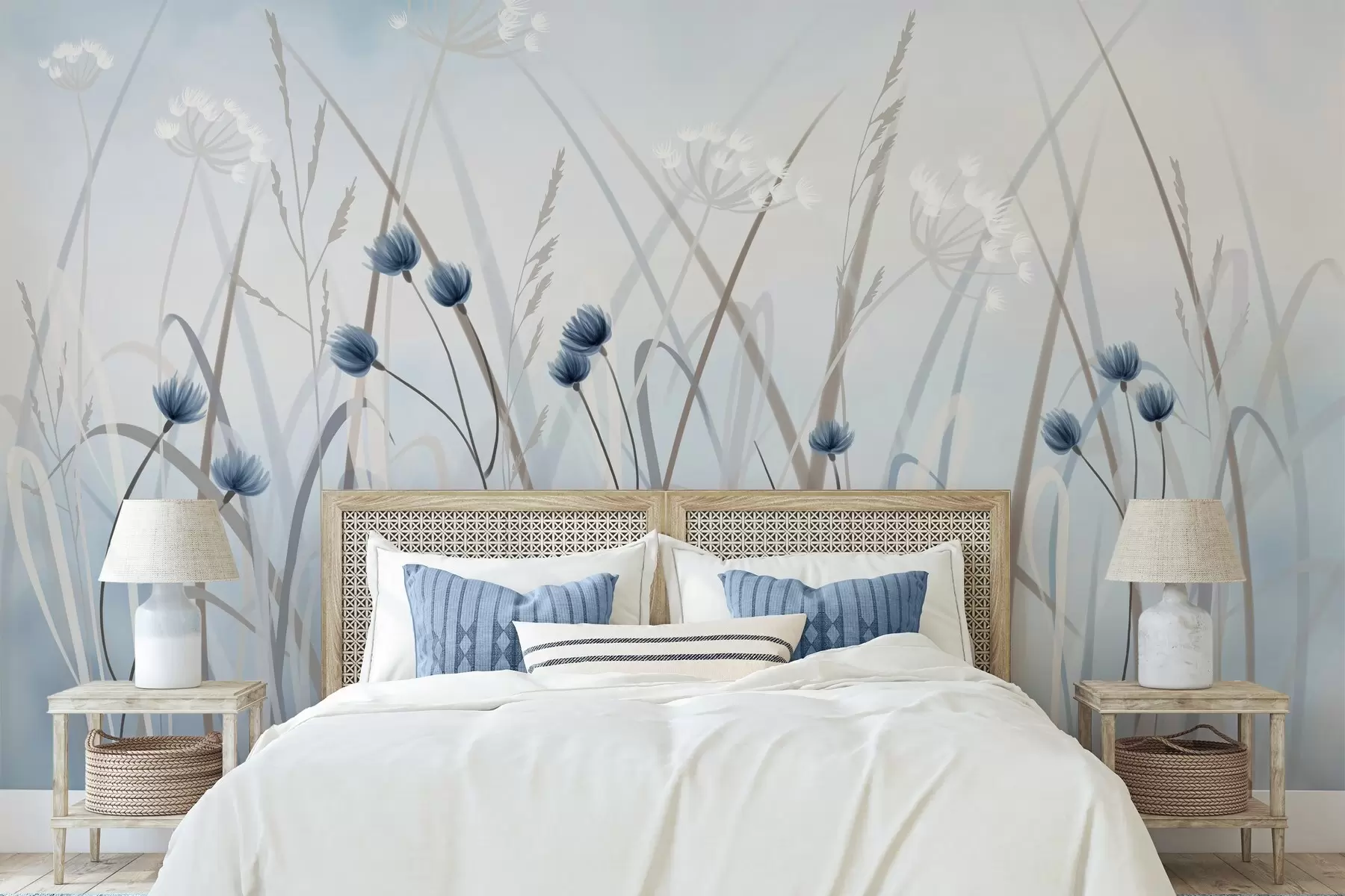murales de pared Hierba y flores pintadas w04900