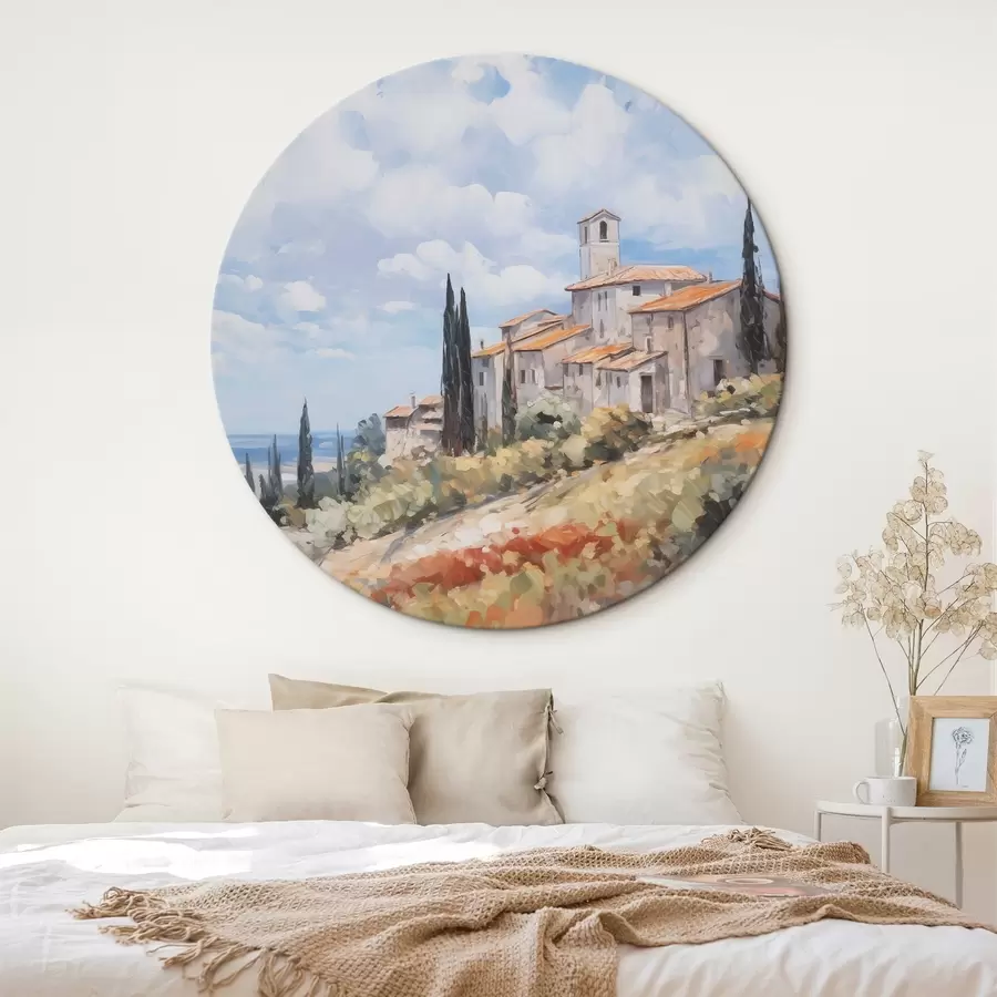 murales de pared Imitación de paisaje rural en pintura r46716