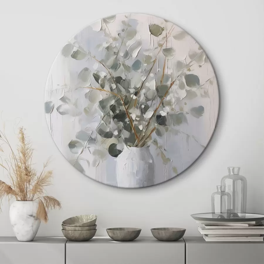 murales de pared Ramas con follaje en un jarrón, pintura de imitación r46720