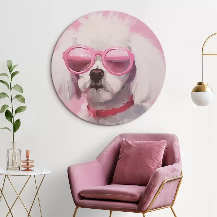 murales de pared Un perro pequeño con gafas es una imitación de la pintura r46722