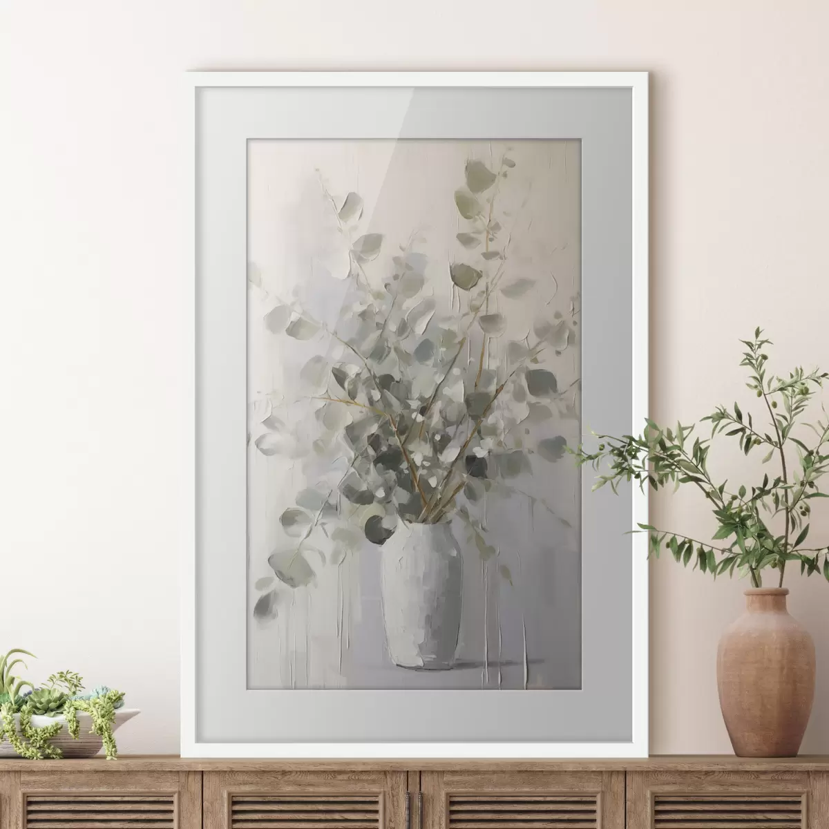 Poster Ramas con follaje en un jarrón, pintura de imitación f46720