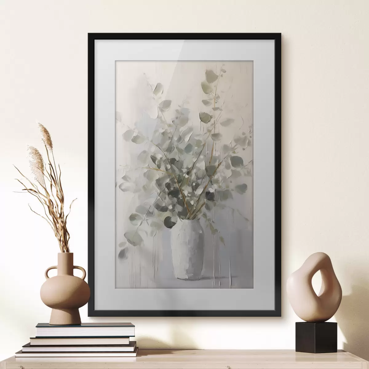 Poster Ramas con follaje en un jarrón, pintura de imitación f46720
