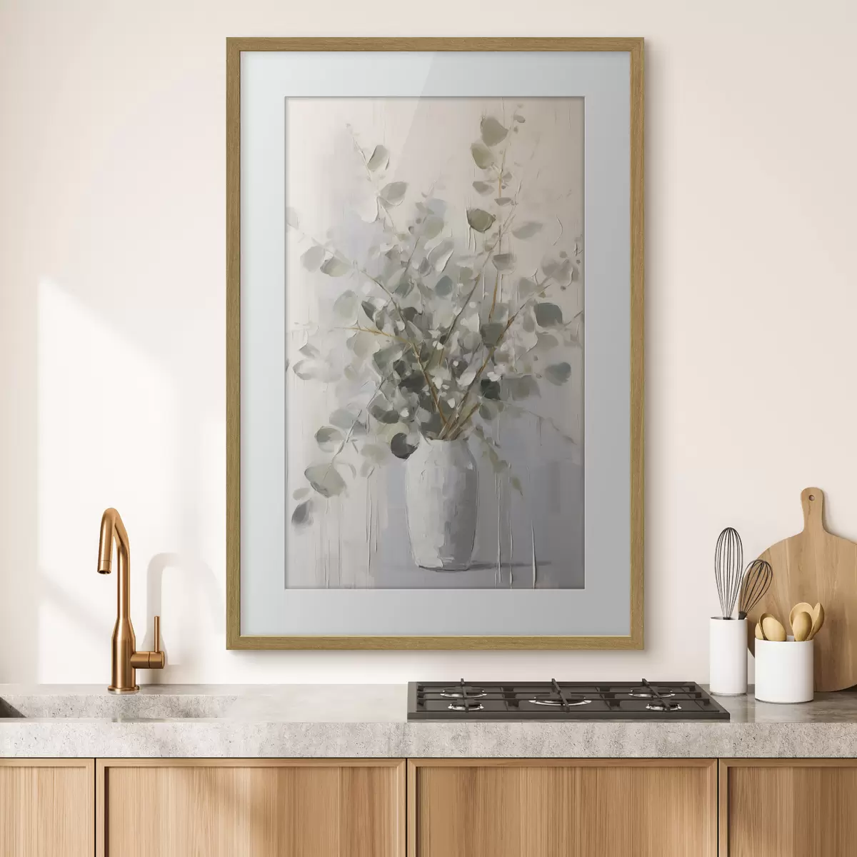 Poster Ramas con follaje en un jarrón, pintura de imitación f46720