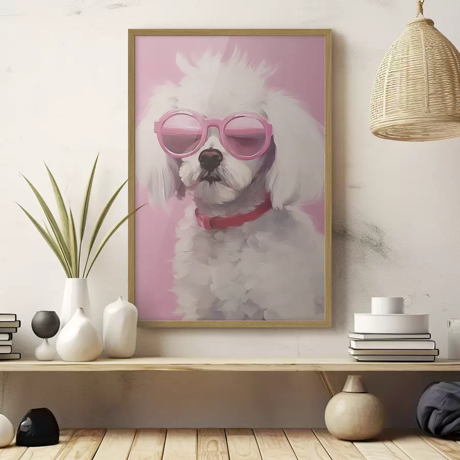 murales de pared Un perro pequeño con gafas es una imitación de la pintura f46722