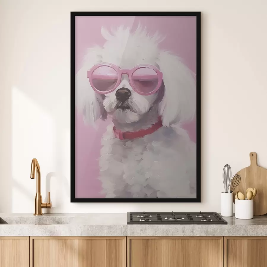 murales de pared Un perro pequeño con gafas es una imitación de la pintura. f46722