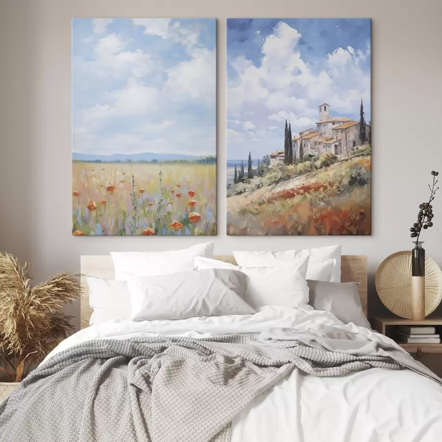 murales de pared Imitación de paisaje rural en pintura m01018