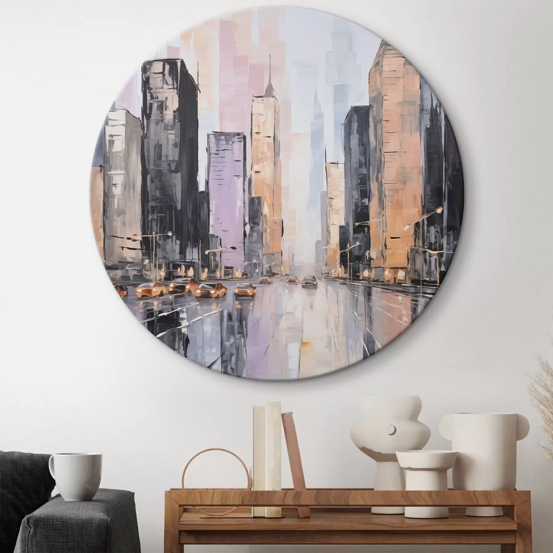 murales de pared Imitación abstracta de un paisaje urbano en pintura r46753