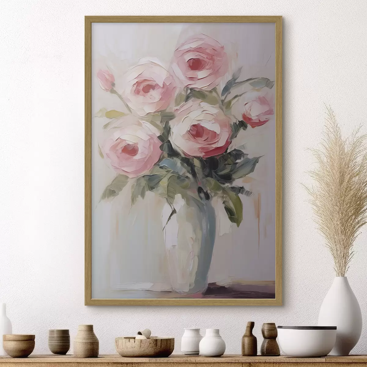 Poster Cuadro imitación de rosas en un jarrón f46742