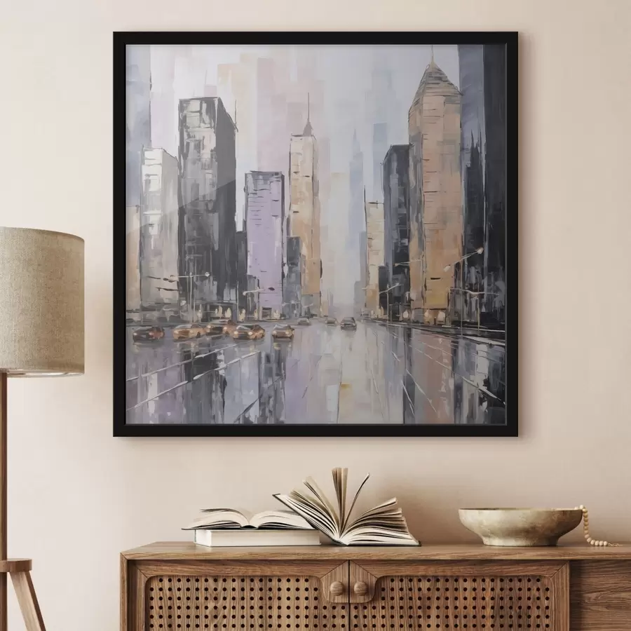 murales de pared Imitación abstracta de un paisaje urbano en pintura. f46753