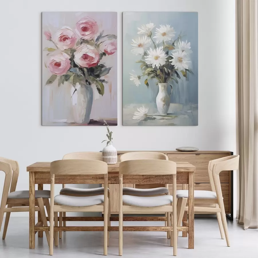 murales de pared Flores en un jarrón, pintura de imitación m01027