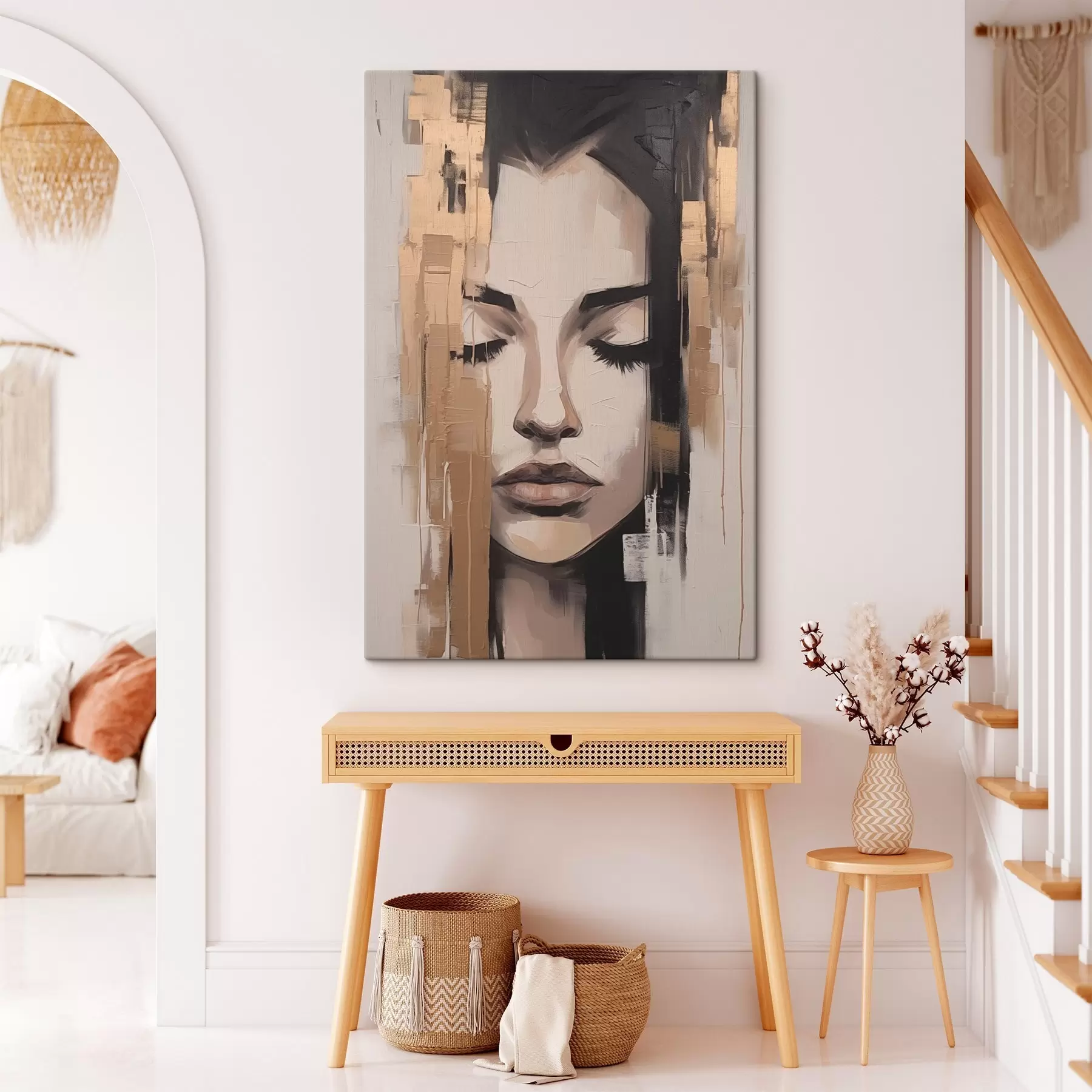 murales de pared Retrato de una mujer. Pinceladas abstractas s46733