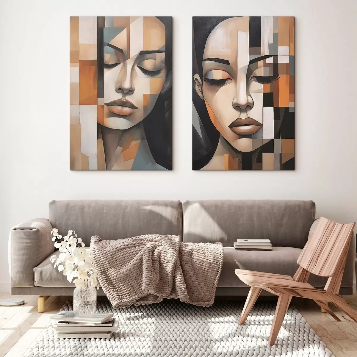 murales de pared Retrato cubista de una mujer m01023