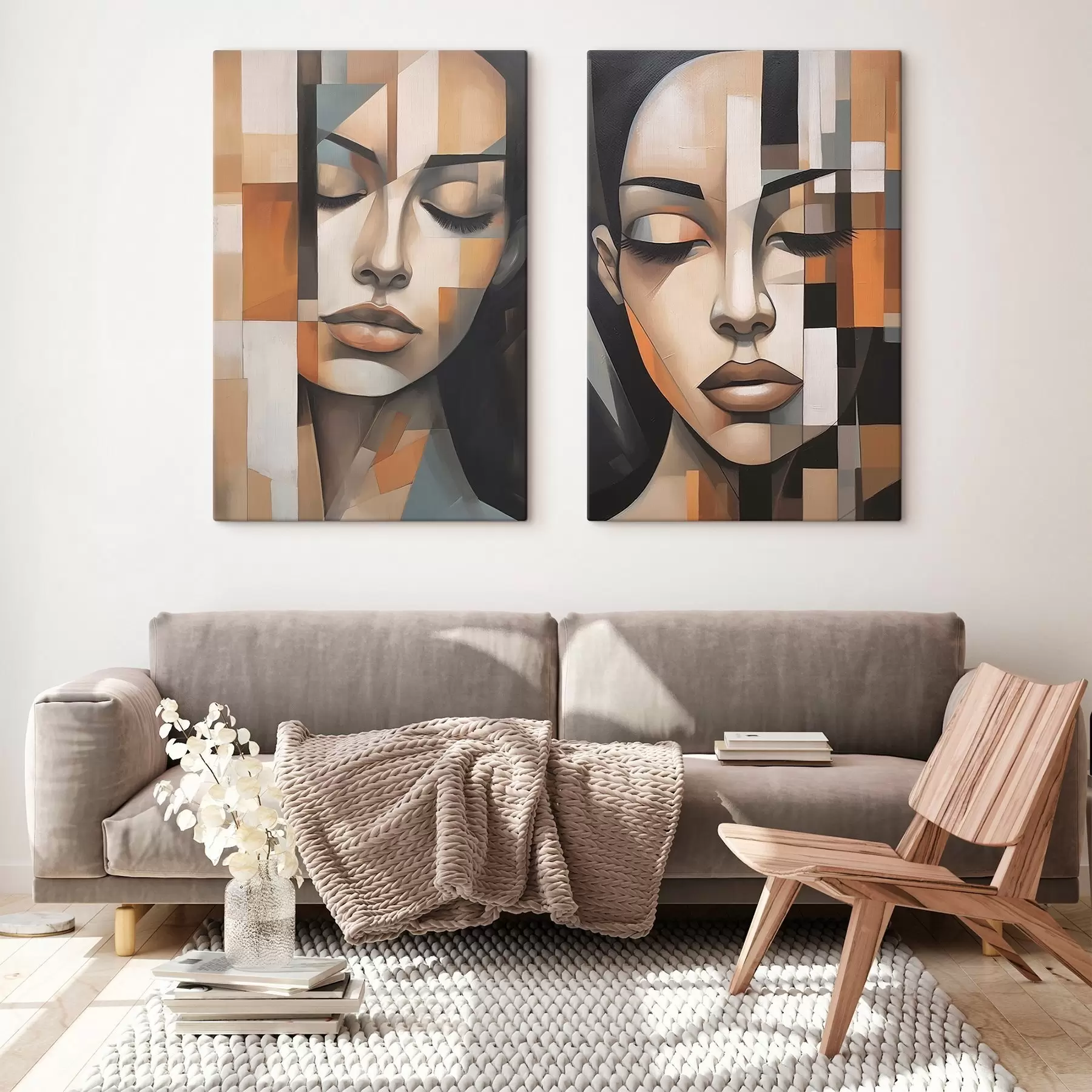 murales de pared Retrato cubista de una mujer m01023