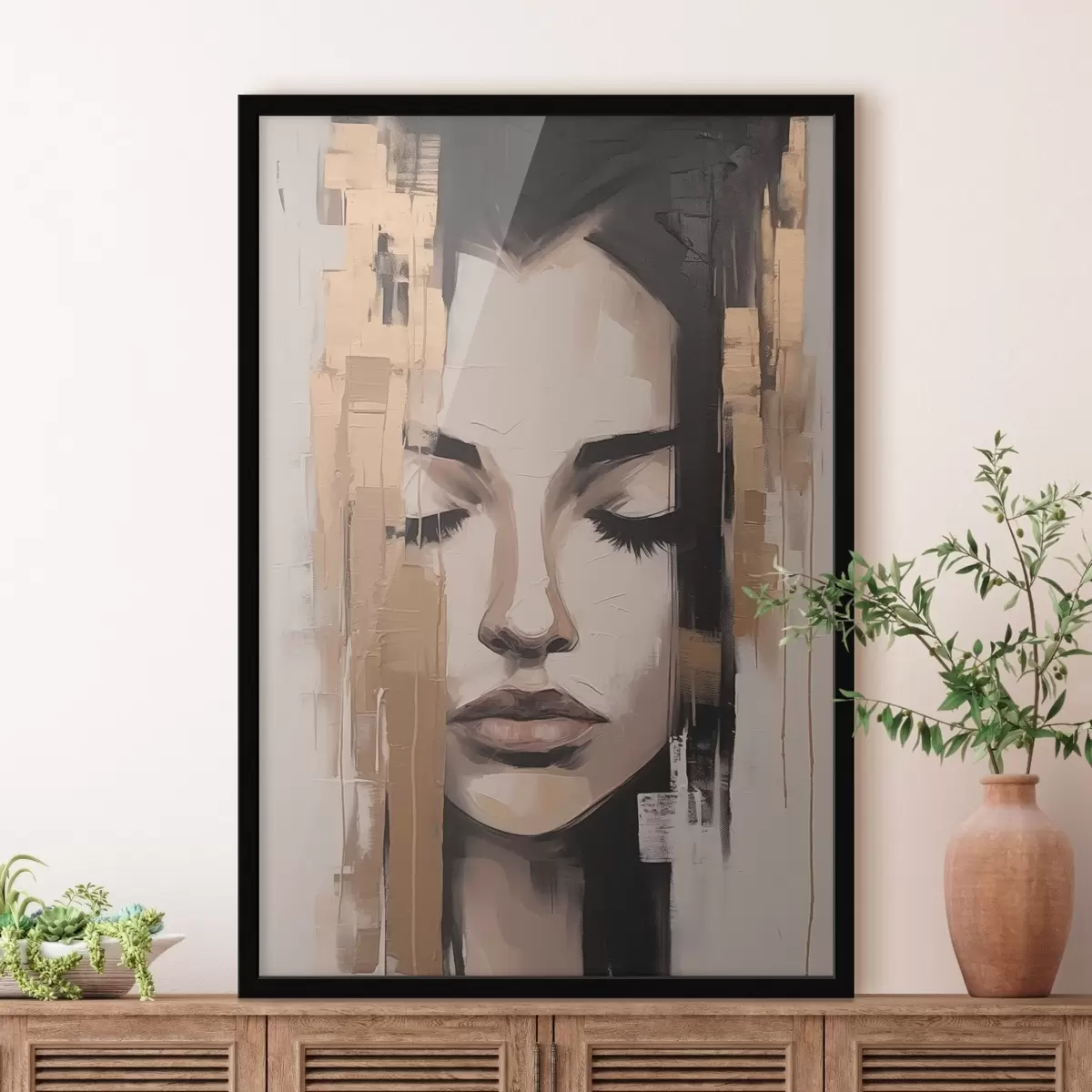 Poster Retrato de una mujer. Pinceladas abstractas. f46733