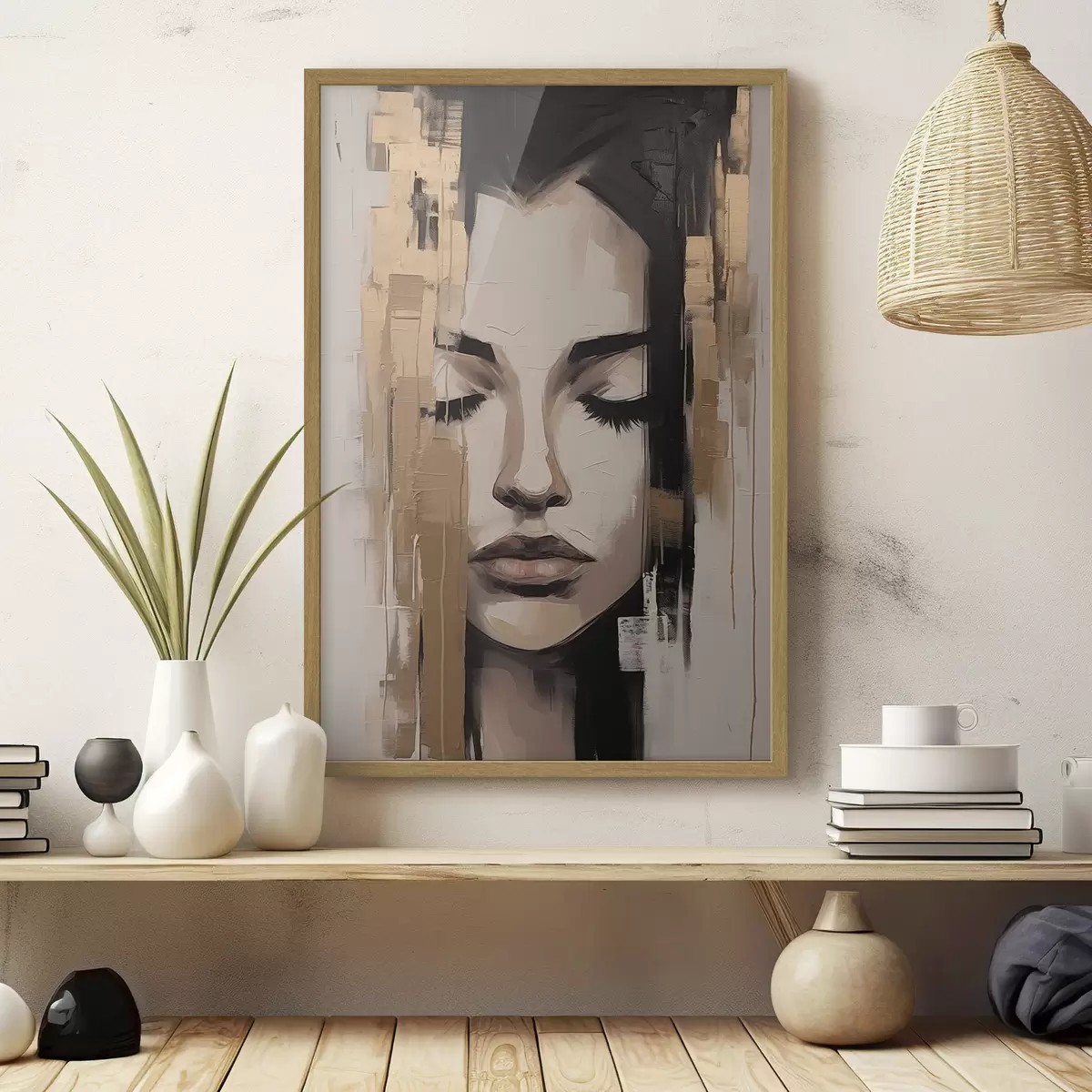 Poster Retrato de una mujer. Pinceladas abstractas f46733