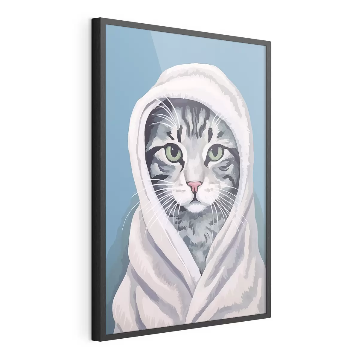 Poster Gato rayado con una toalla blanca f46740
