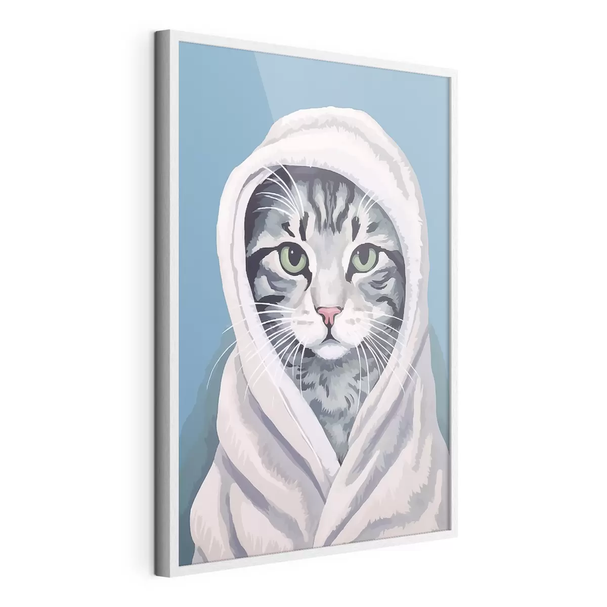 Poster Gato rayado con una toalla blanca f46740
