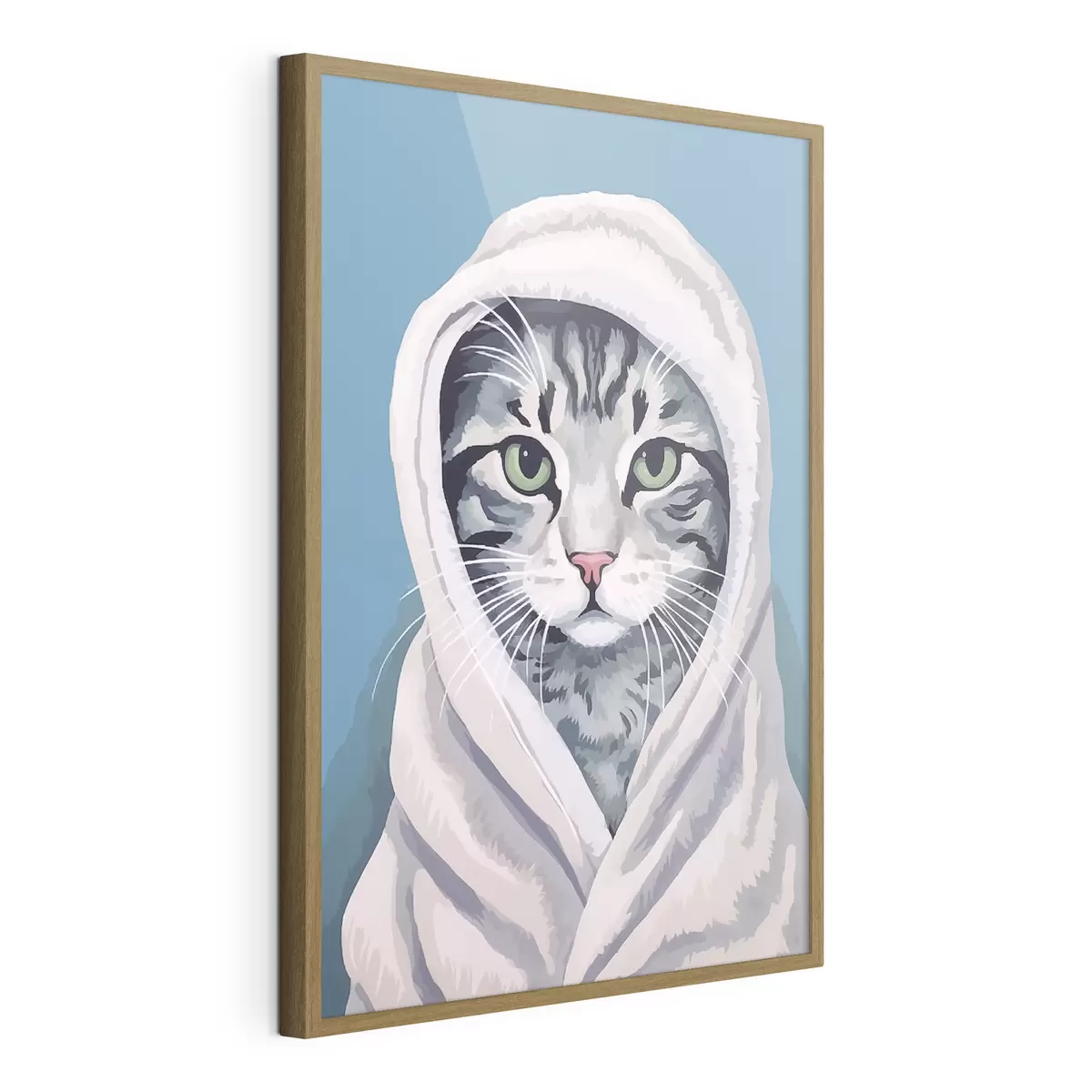 Poster Gato rayado con una toalla blanca f46740