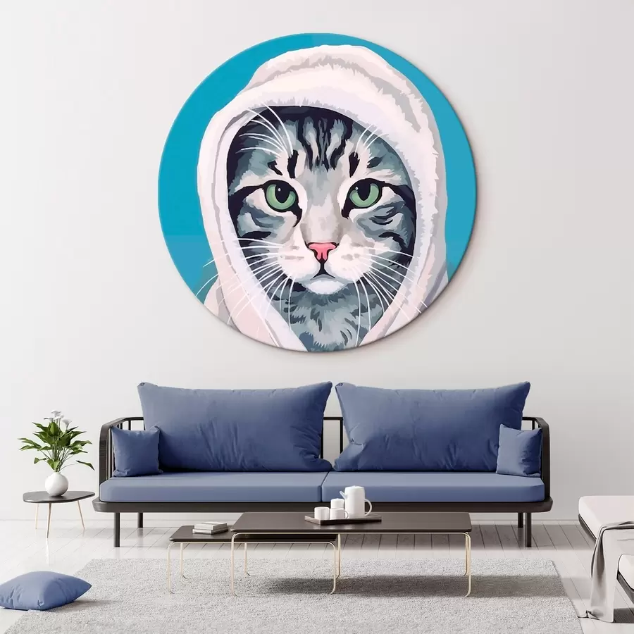 murales de pared Gato rayado con una toalla blanca r46740