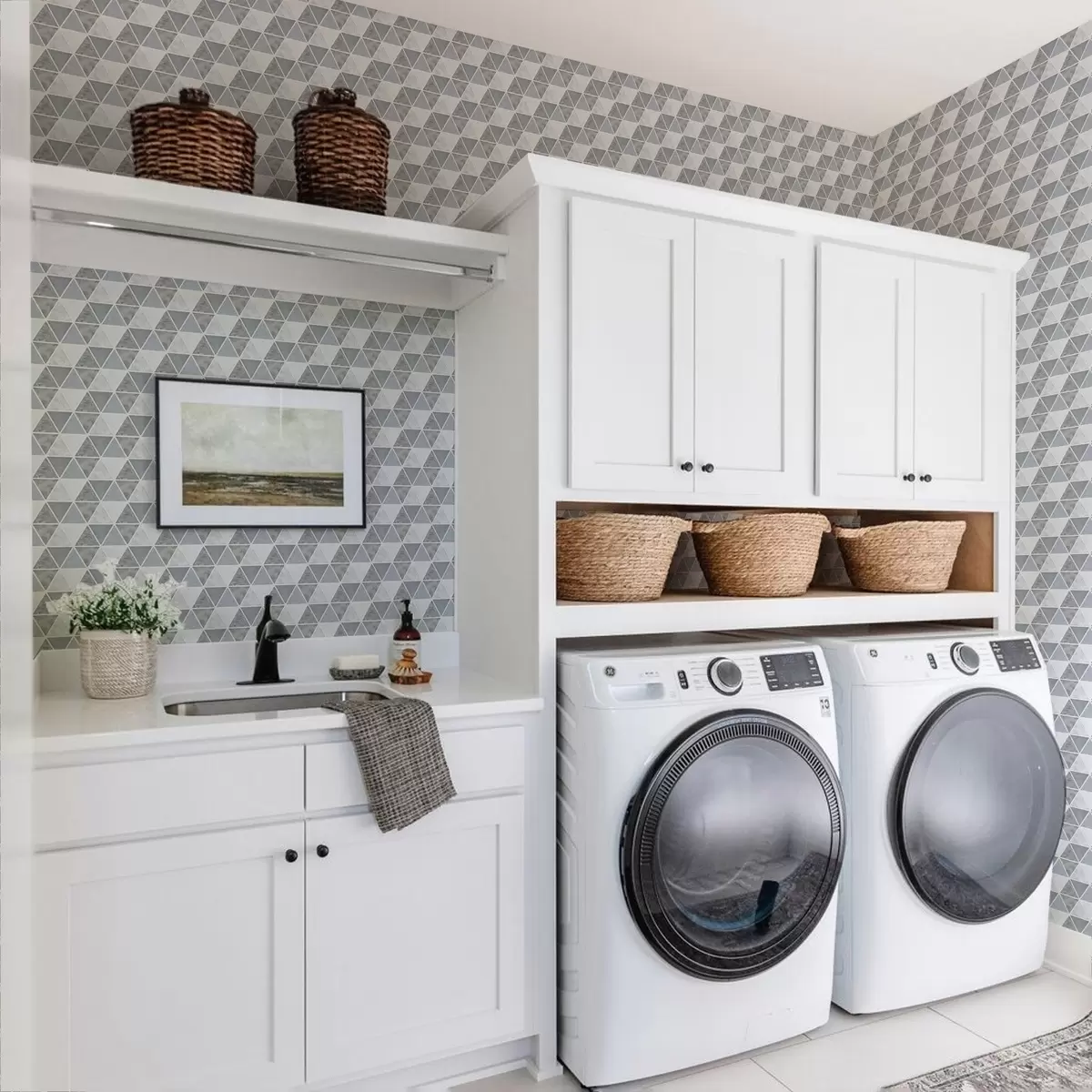 Papel pintado Geometría triangular en tonos azul grisáceos fríos a00917v1