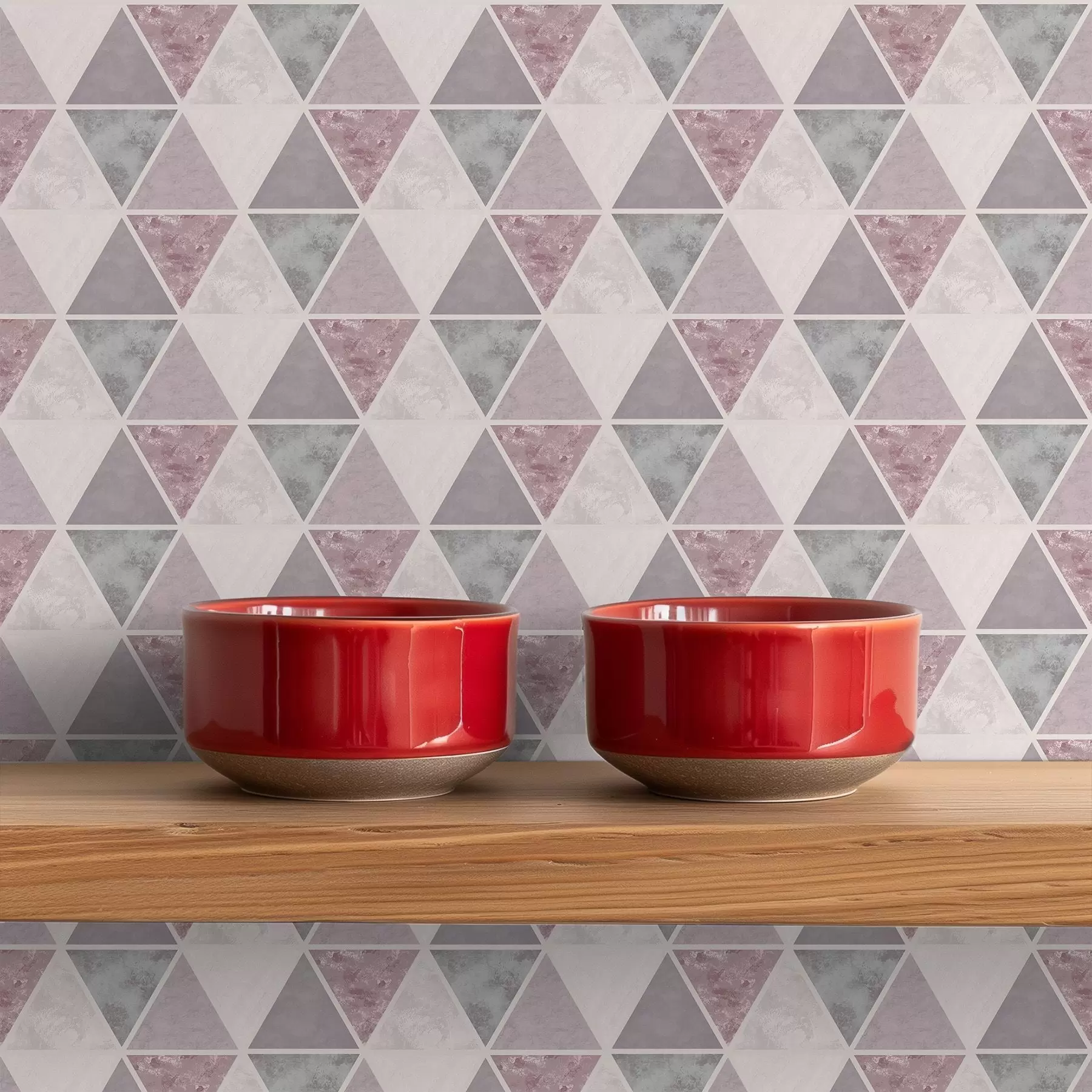 murales de pared Triángulos suaves en tonos gris-rosa y empolvados. a00918