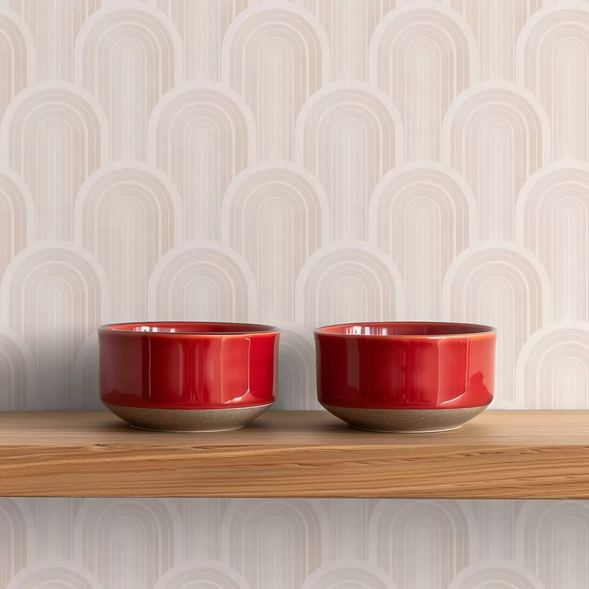 Papel pintado Pequeños módulos en forma de arco en cálidos tonos crema-beige a00924