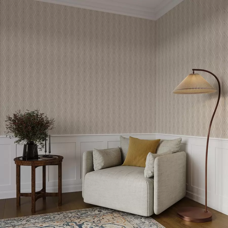 murales de pared Adorno ligero de diamantes en tranquilos tonos beige. a00925v2