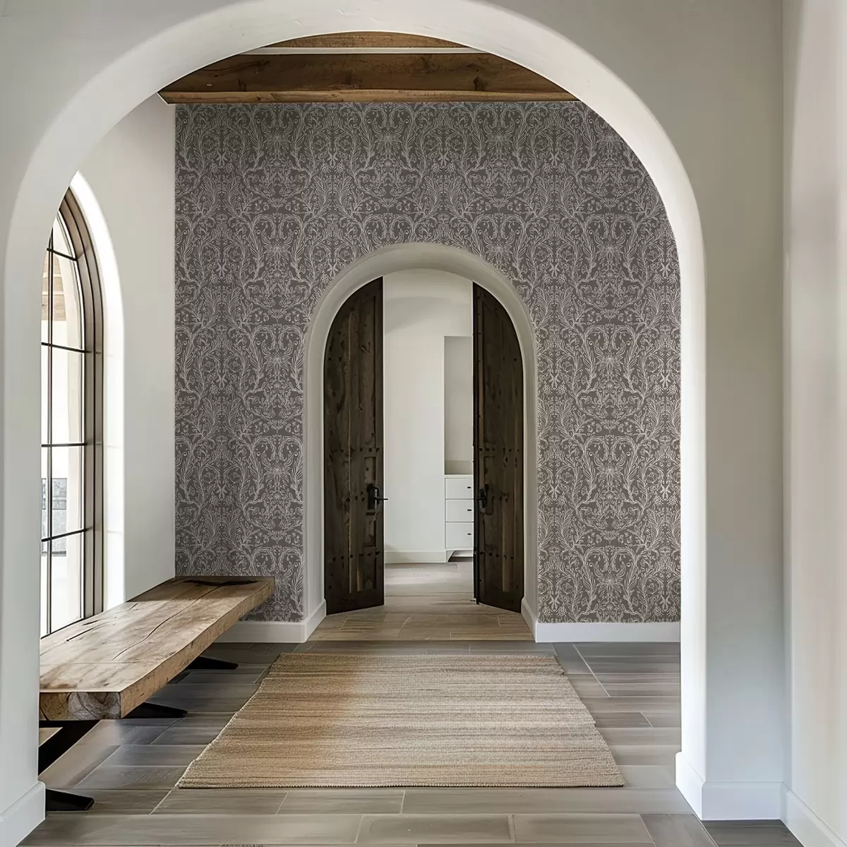 Papel pintado Estampado botánico monocromático en marrón cálido a00929v2