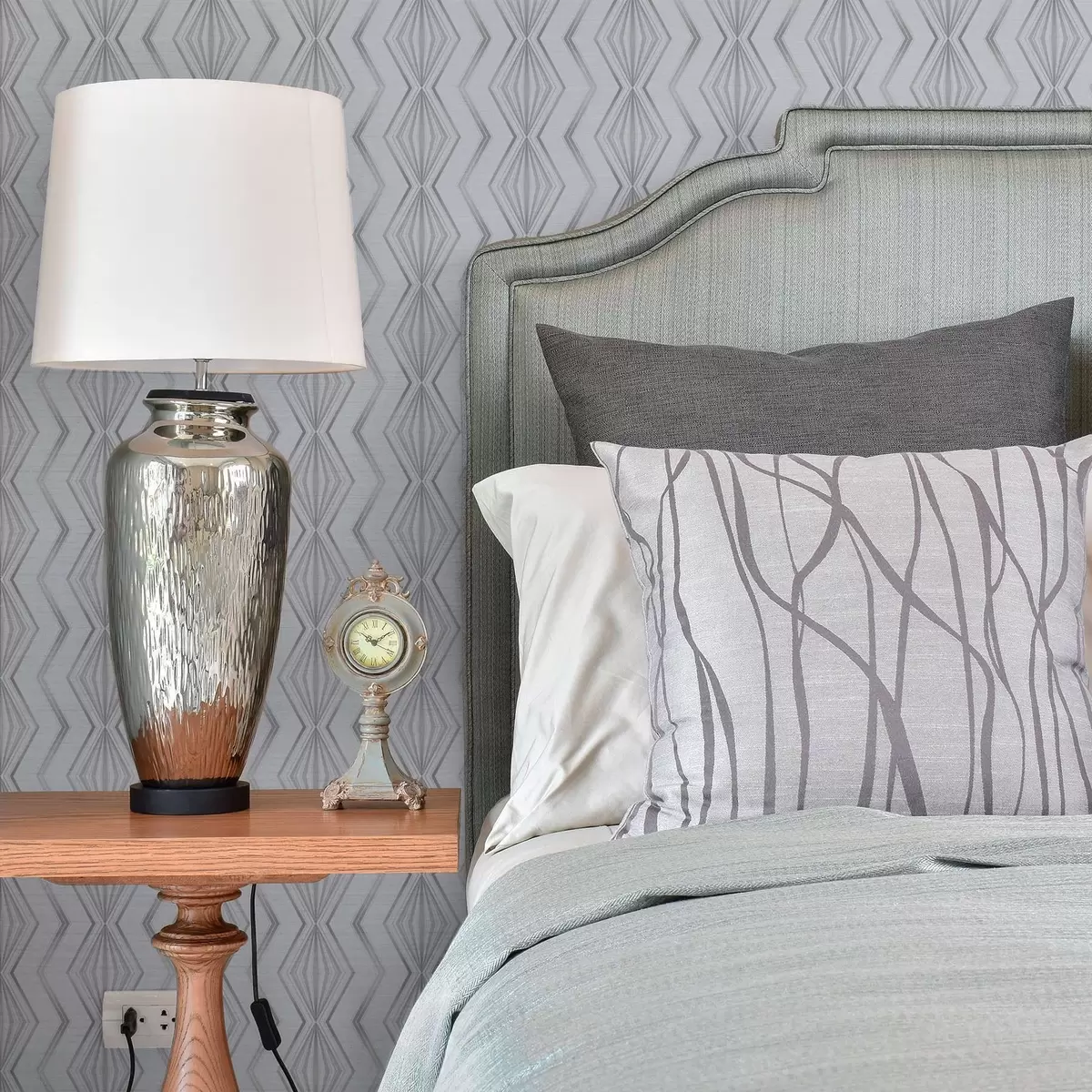 Papel pintado Patrón geométrico de rombos gris claro a00973v2