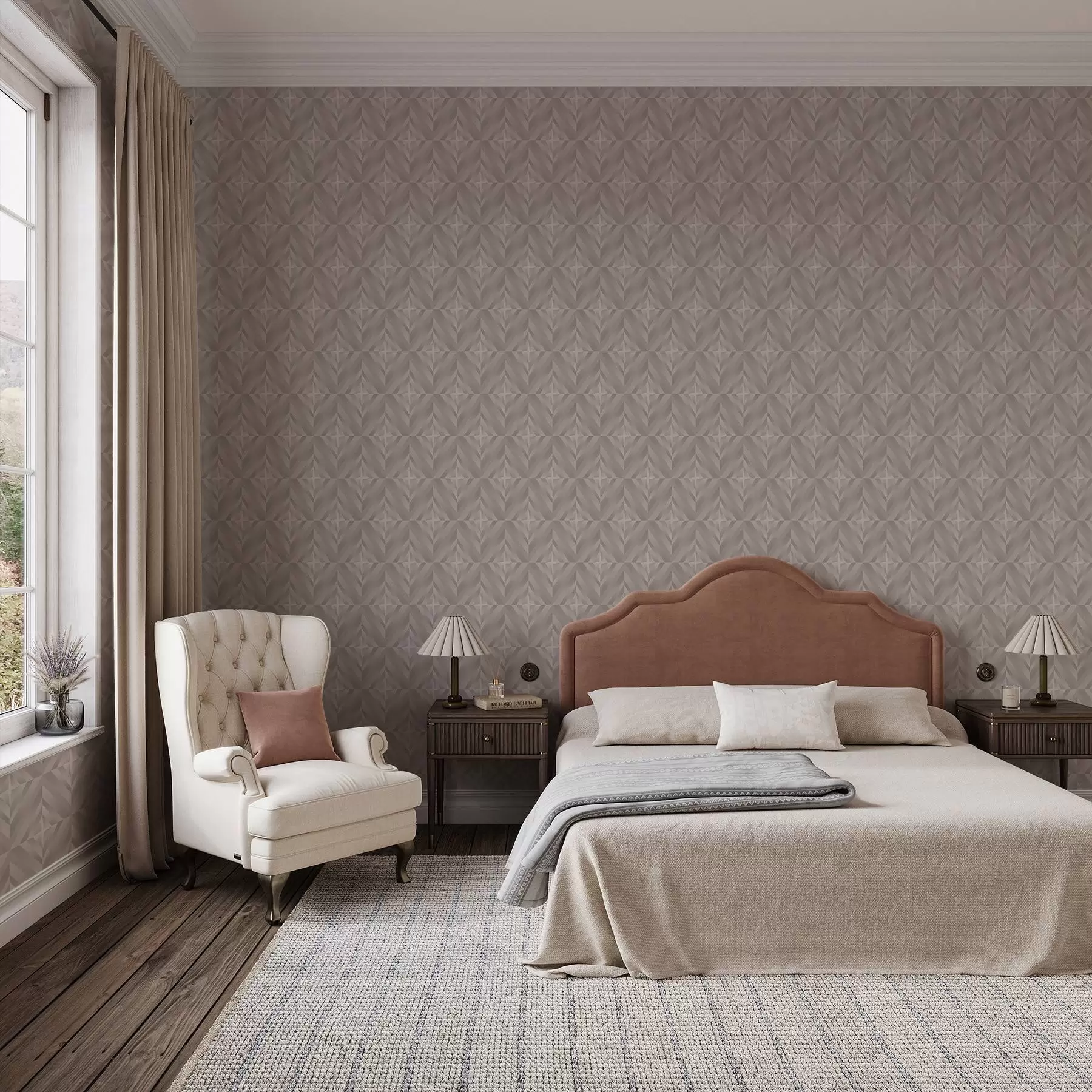 murales de pared Cuadrados geométricos con flechas en tonos beige cálidos a00982