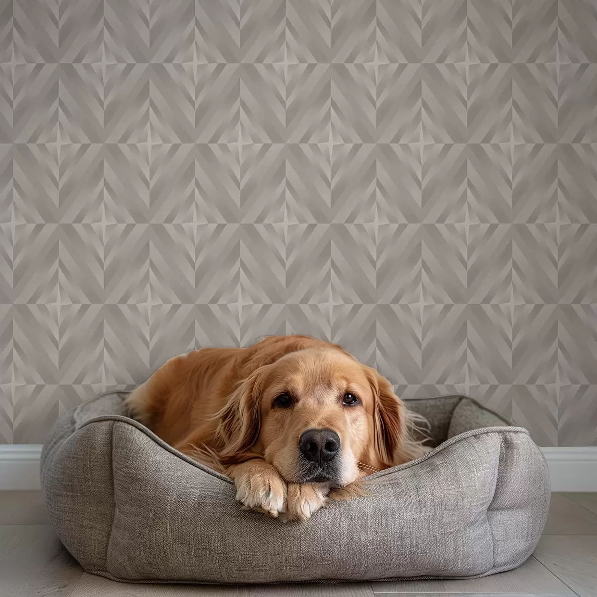 Papel pintado Cuadrados geométricos con flechas en tonos beige cálidos a00982