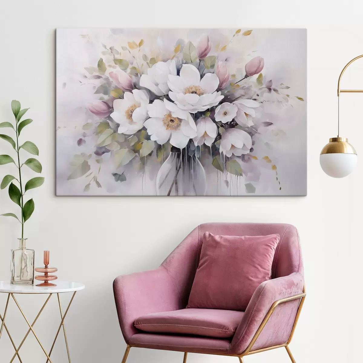 murales de pared Flores en un jarrón, pintura de imitación s46763