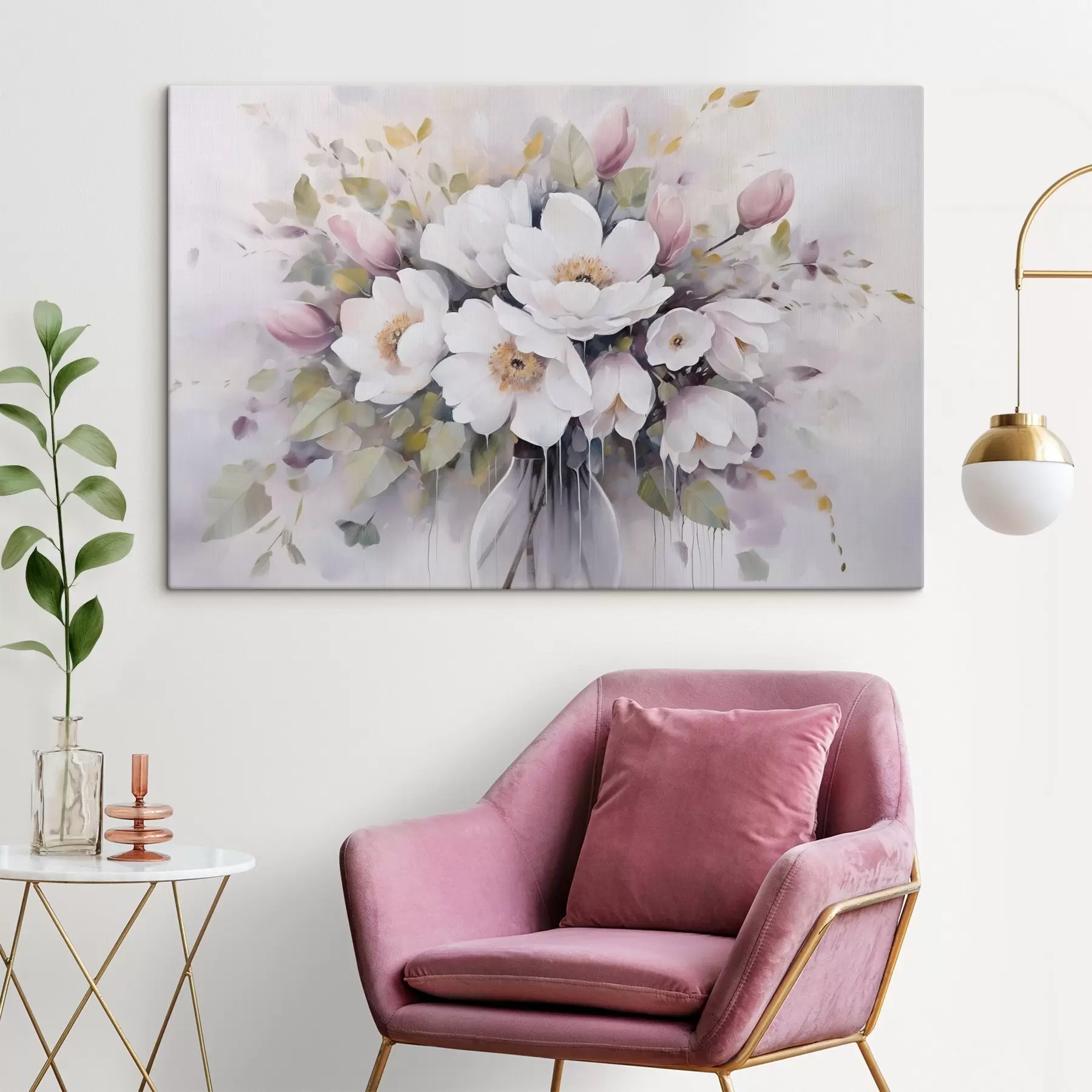 murales de pared Flores en un jarrón, pintura de imitación s46763