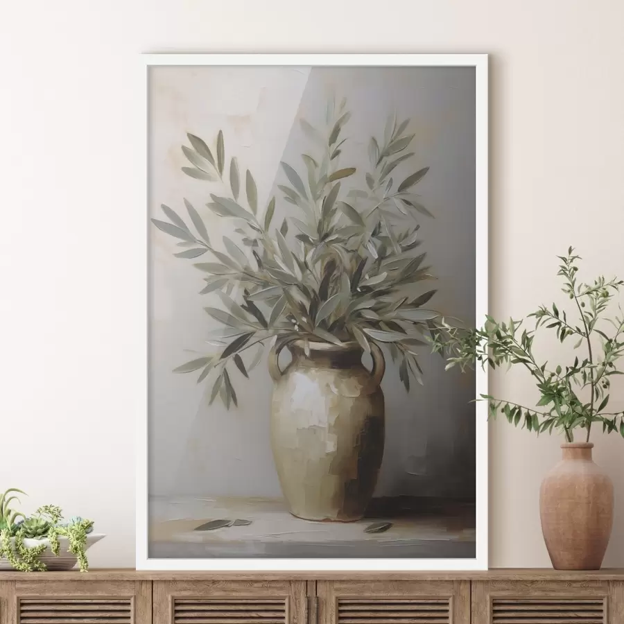murales de pared Pintura imitación de ramas de olivo en un jarrón f46758
