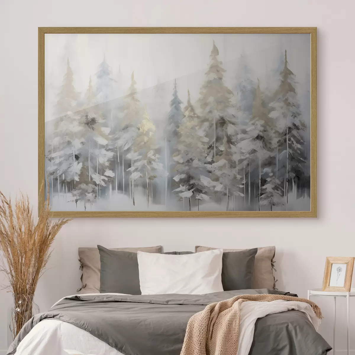 Poster Pintura imitación bosque invernal f46762