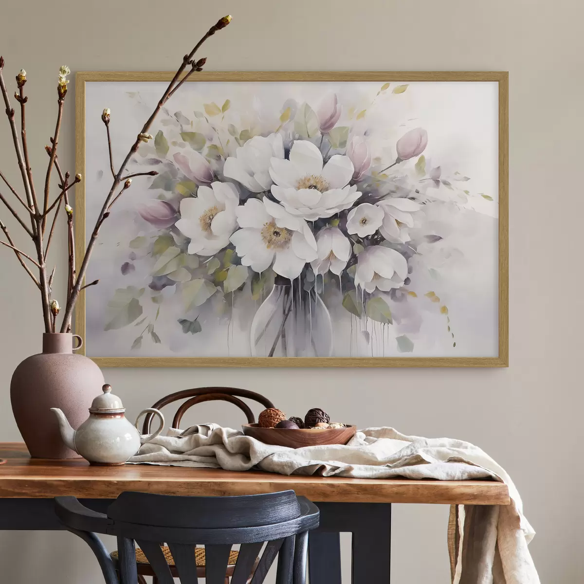 Poster Flores en un jarrón, pintura de imitación f46763