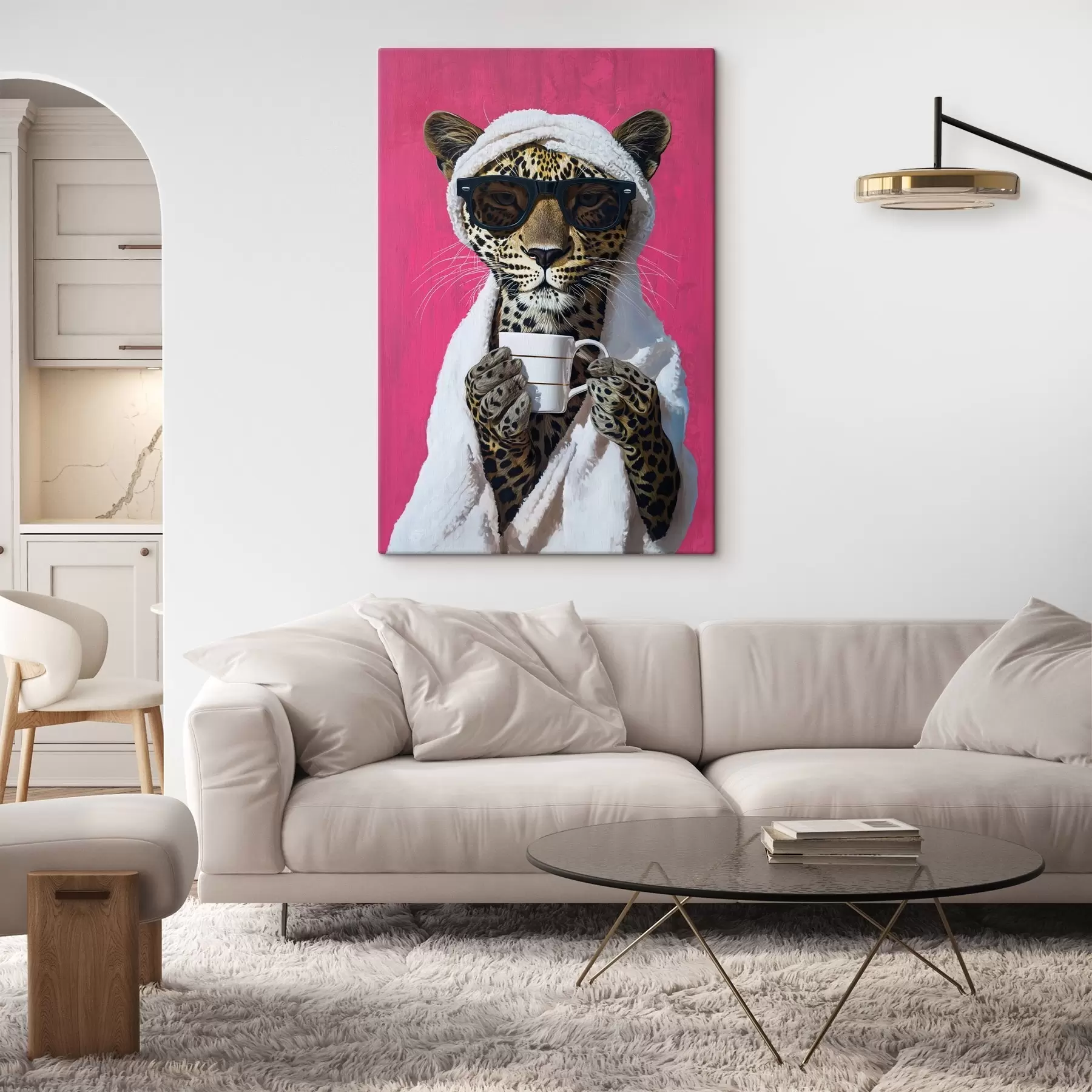 murales de pared Guepardo con café s46791